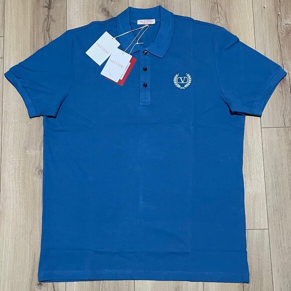 NWT XXL VALENTINO MEN`S BLUE CASUAL COTTON POLO T-SHIRT - Picture 1 of 7
